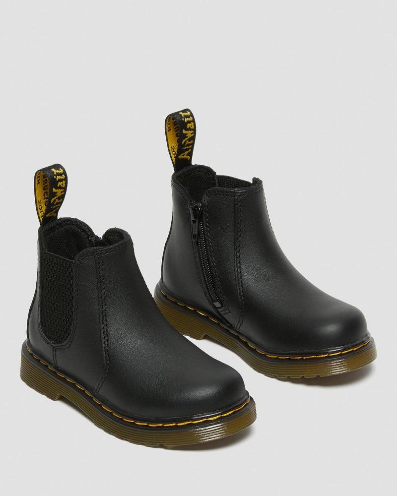 Kids' Dr Martens Infant/Toddler 2976 Softy T Leather Chelsea Boots Black | AU 666VRW